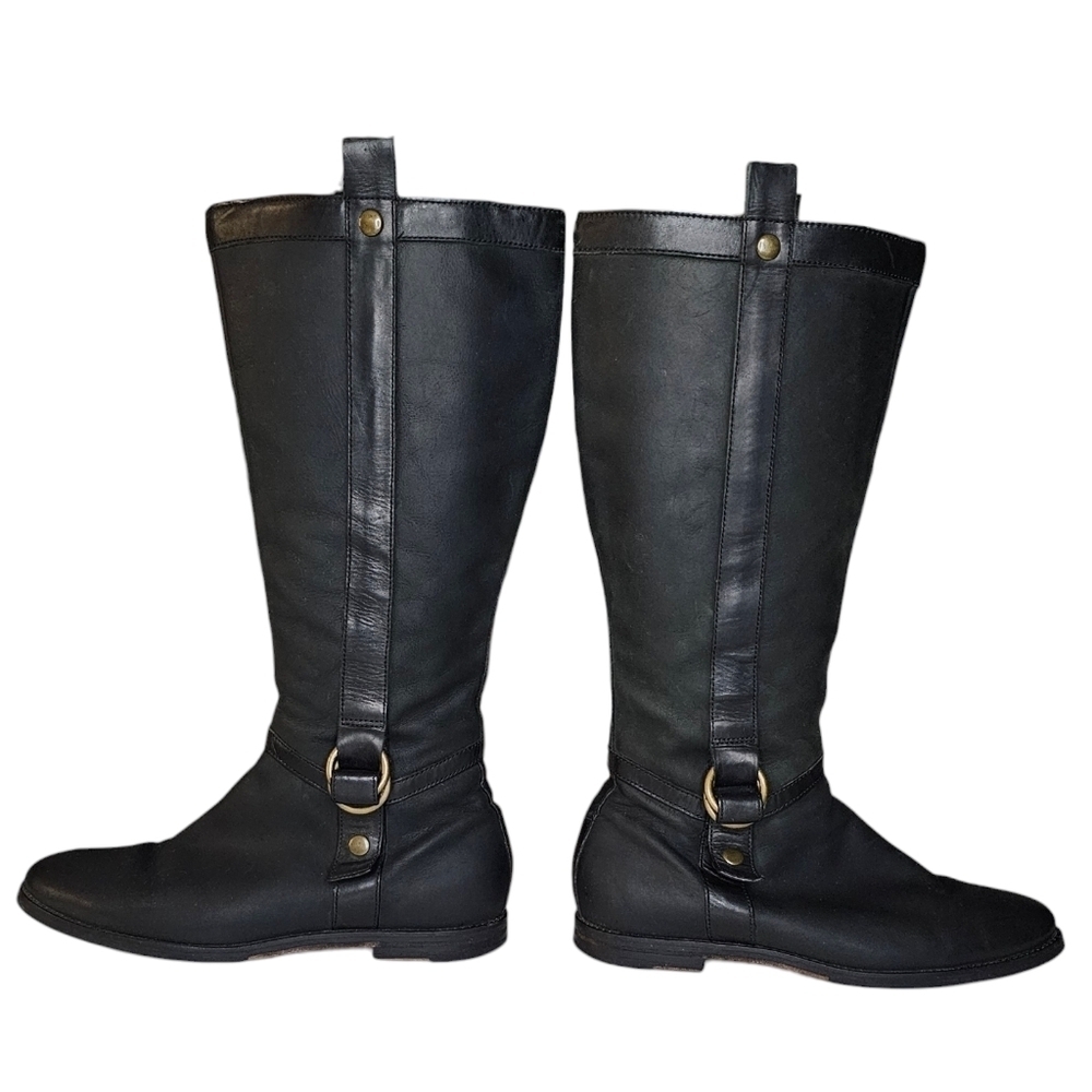 Vintage Cole Haan Liberty Air Black Leather Riding Boots Round Toe womens 10